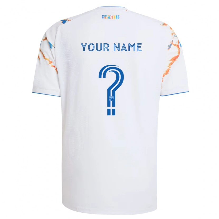 Danxen Uomo Maglia Il Tuo Nome #0 Bianco Arancio Blu Kit Gara Away 2026/27 Maglietta