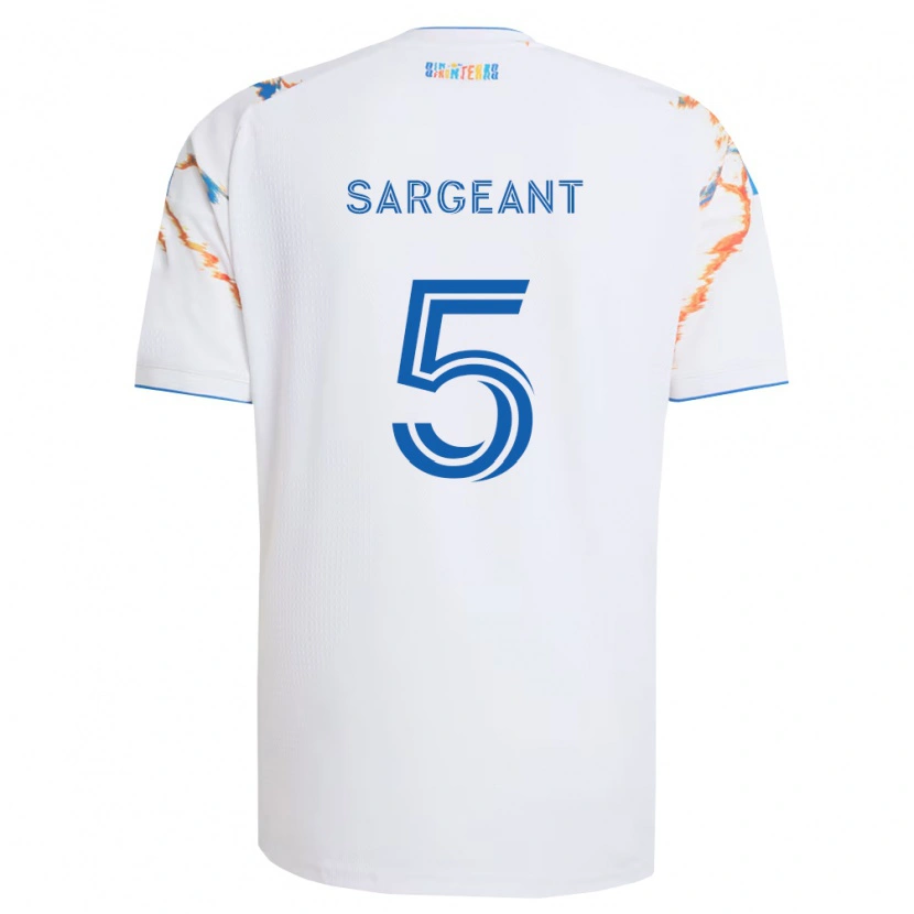 Danxen Uomo Maglia Kieran Sargeant #5 Bianco Arancio Blu Kit Gara Away 2026/27 Maglietta