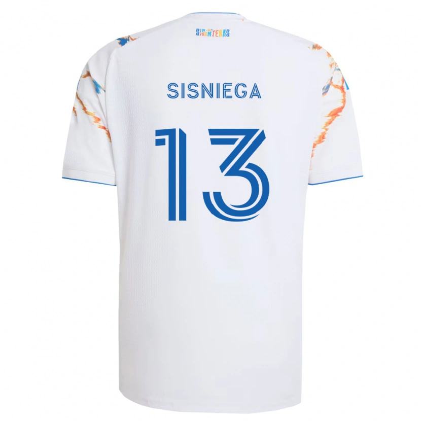 Danxen Uomo Maglia Pablo Sisniega #13 Bianco Arancio Blu Kit Gara Away 2026/27 Maglietta