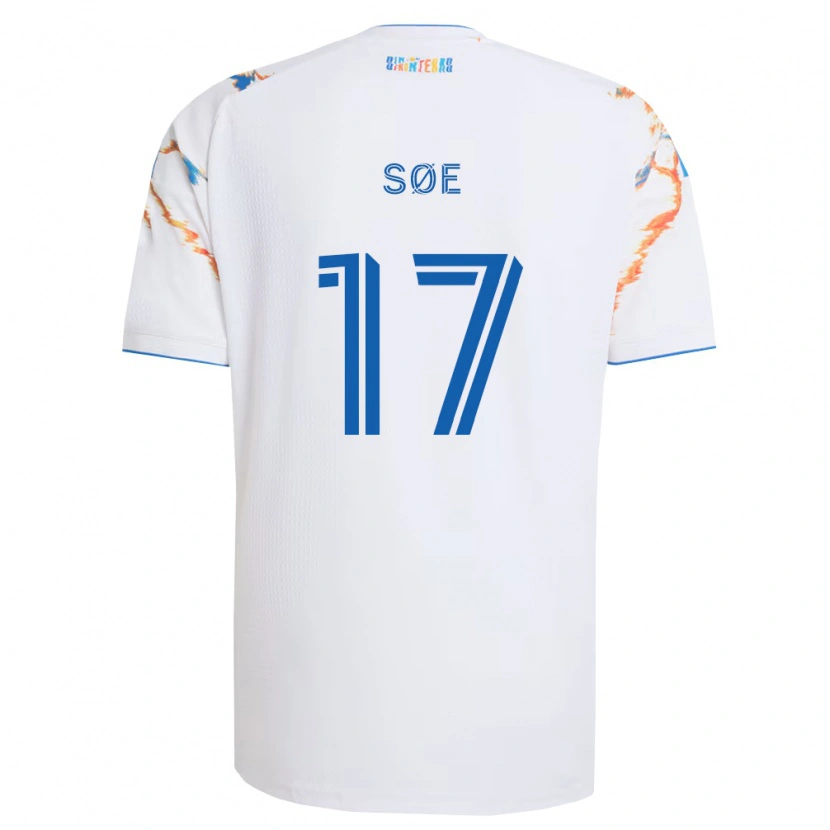 Danxen Uomo Maglia Osvald Søe #17 Bianco Arancio Blu Kit Gara Away 2026/27 Maglietta