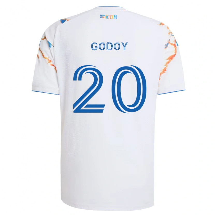 Danxen Uomo Maglia Aníbal Godoy #20 Bianco Arancio Blu Kit Gara Away 2026/27 Maglietta