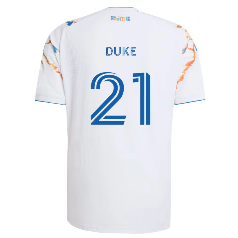 Danxen Uomo Maglia Bryce Duke #21 Bianco Arancio Blu Kit Gara Away 2026/27 Maglietta