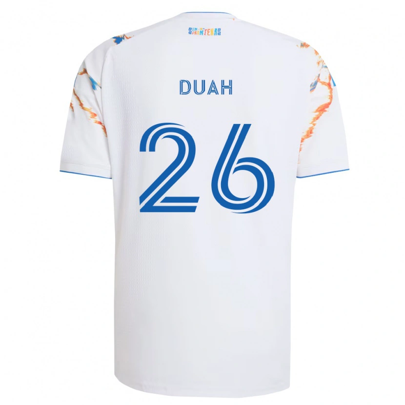 Danxen Uomo Maglia Manu Duah #26 Bianco Arancio Blu Kit Gara Away 2026/27 Maglietta