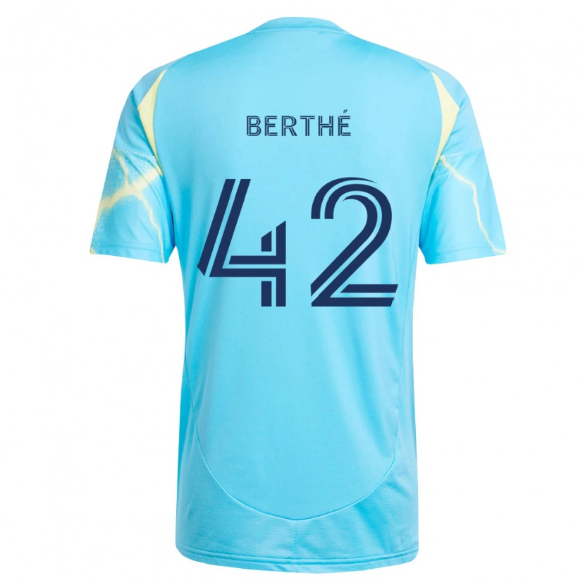 Danxen Uomo Maglia Mamoutou Berthé #42 Azzurro Chiaro Nero Giallo Chiaro Kit Gara Away 2026/27 Maglietta