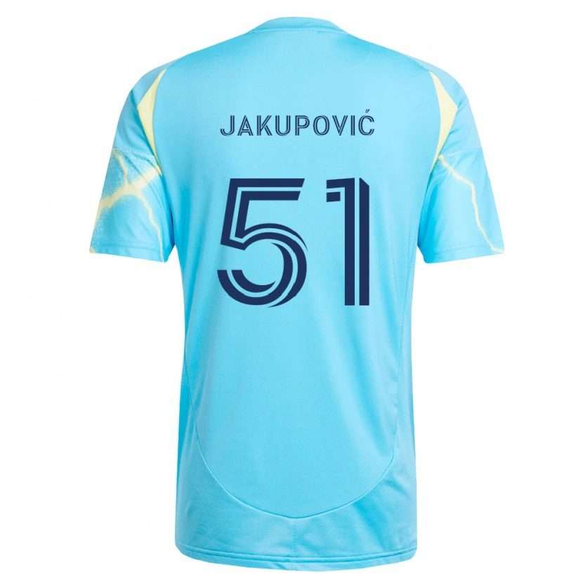 Danxen Uomo Maglia Malik Jakupović #51 Azzurro Chiaro Nero Giallo Chiaro Kit Gara Away 2026/27 Maglietta