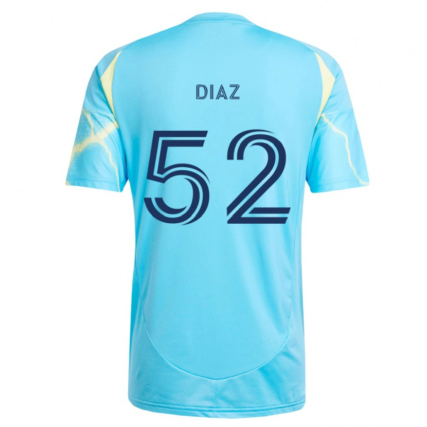 Danxen Uomo Maglia Samuel Diaz #52 Azzurro Chiaro Nero Giallo Chiaro Kit Gara Away 2026/27 Maglietta