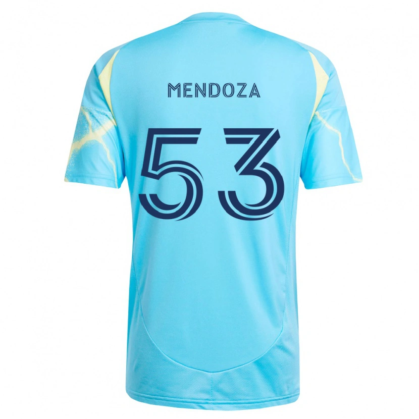 Danxen Uomo Maglia Isaiah Mendoza #53 Azzurro Chiaro Nero Giallo Chiaro Kit Gara Away 2026/27 Maglietta