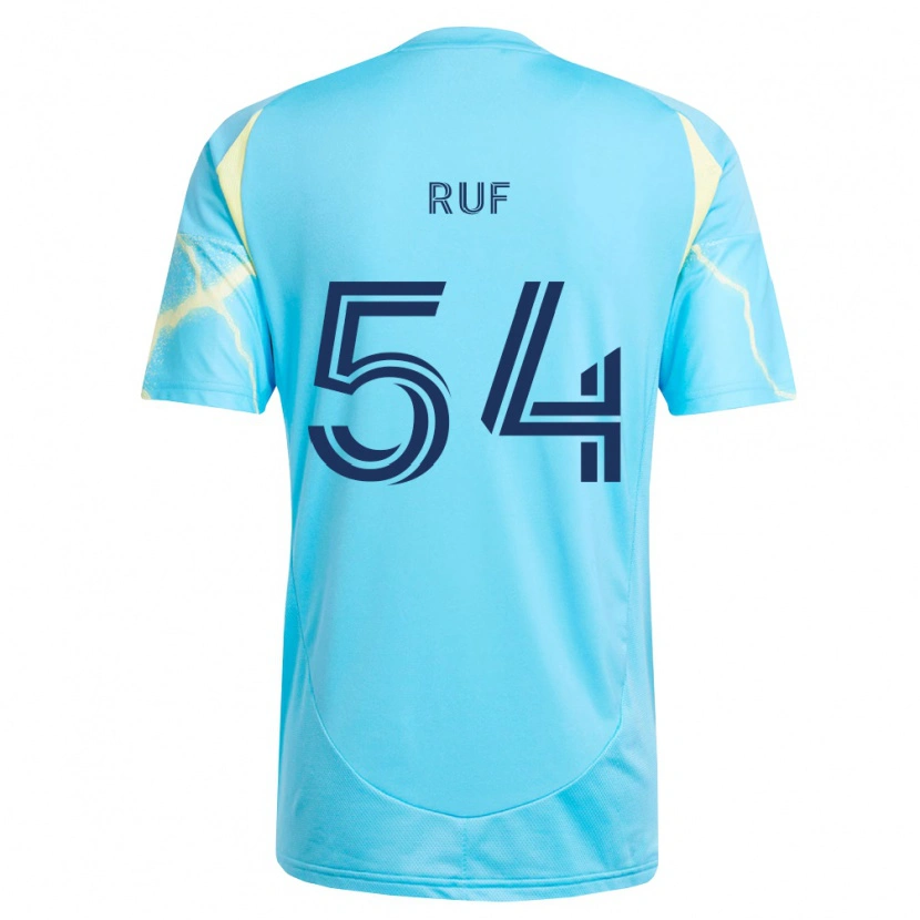 Danxen Uomo Maglia John Ruf #54 Azzurro Chiaro Nero Giallo Chiaro Kit Gara Away 2026/27 Maglietta