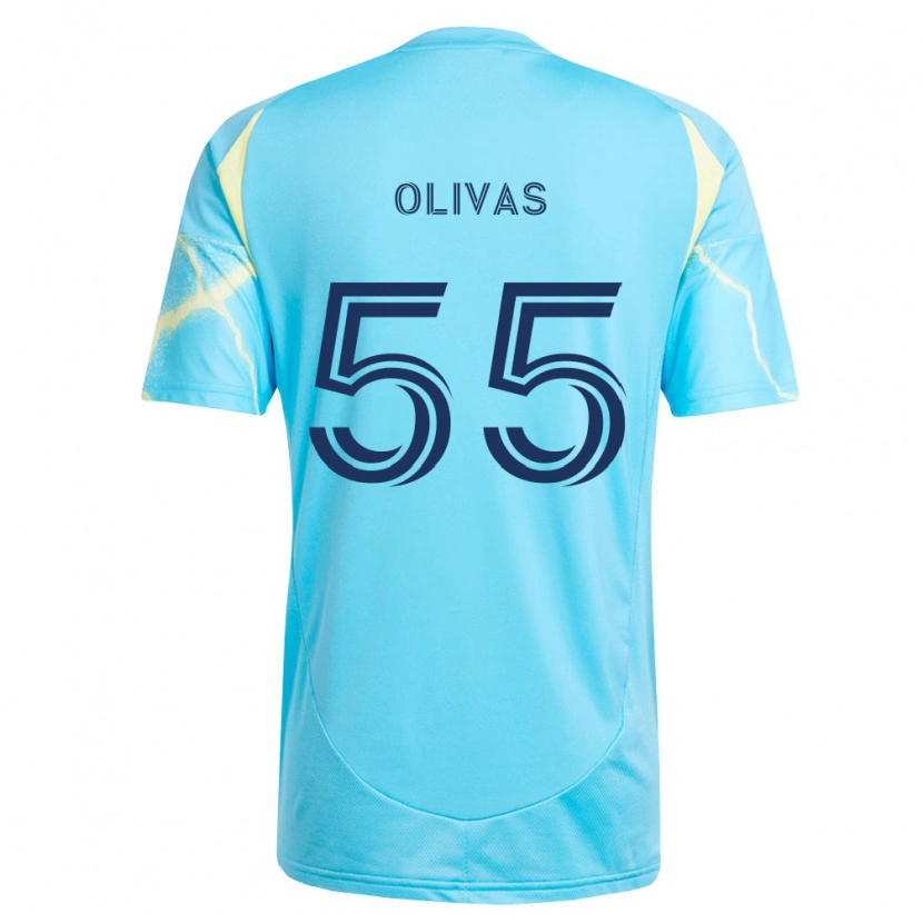 Danxen Uomo Maglia Sal Olivas #55 Azzurro Chiaro Nero Giallo Chiaro Kit Gara Away 2026/27 Maglietta