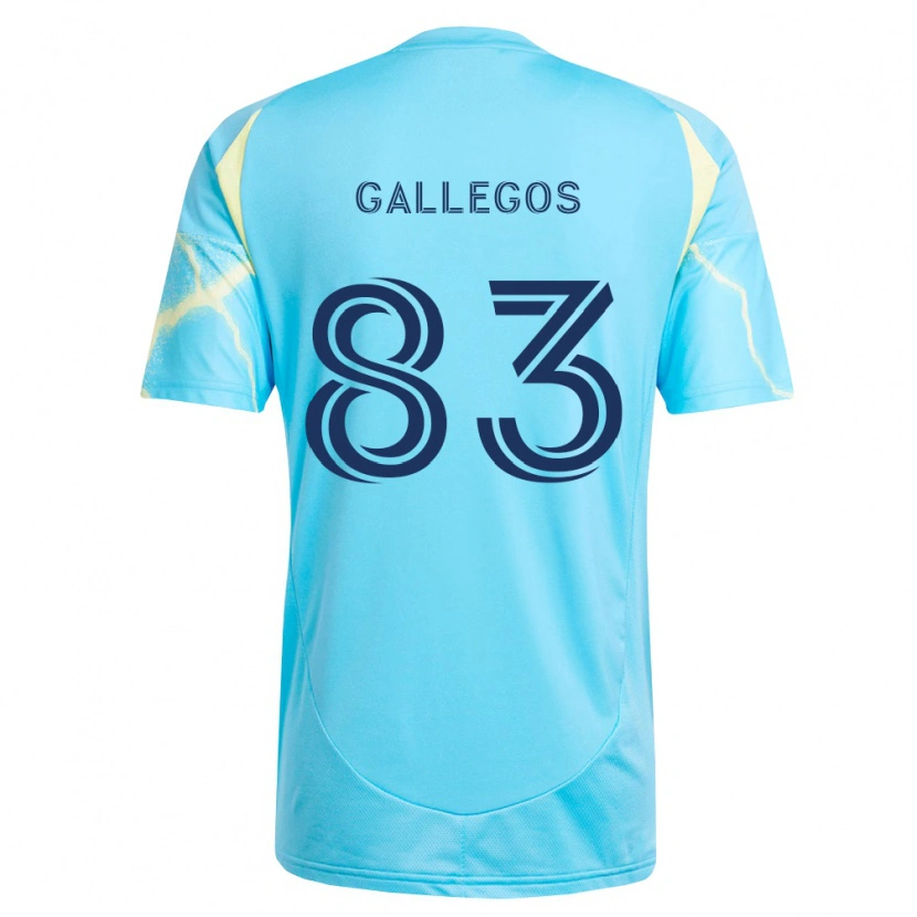Danxen Uomo Maglia Mateo Gallegos #83 Azzurro Chiaro Nero Giallo Chiaro Kit Gara Away 2026/27 Maglietta