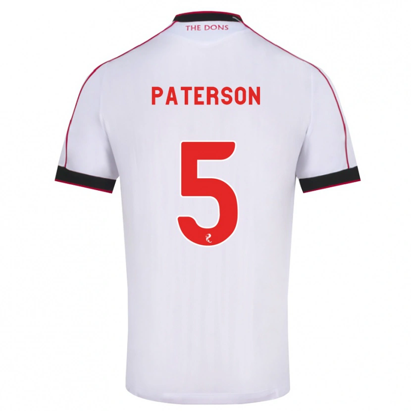 Danxen Uomo Maglia Donna Paterson #5 Bianco Rosso Nero Kit Gara Away 2026/27 Maglietta