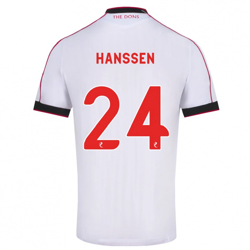 Danxen Uomo Maglia Nadine Hanssen #24 Bianco Rosso Nero Kit Gara Away 2026/27 Maglietta