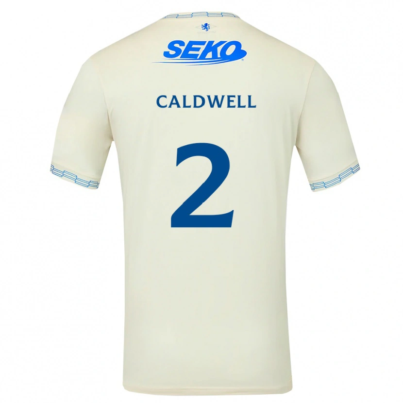 Danxen Uomo Maglia Jack Caldwell #2 Bianco Blu Cielo Profondo Kit Gara Away 2026/27 Maglietta