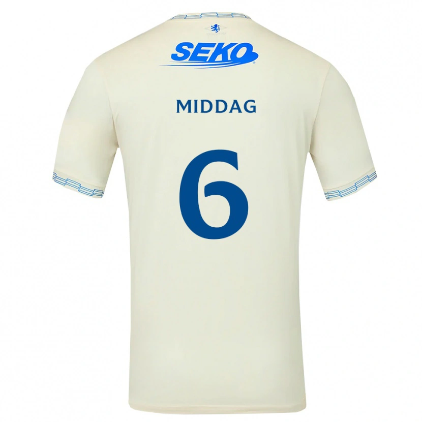 Danxen Uomo Maglia Tessel Middag #6 Bianco Blu Cielo Profondo Kit Gara Away 2026/27 Maglietta