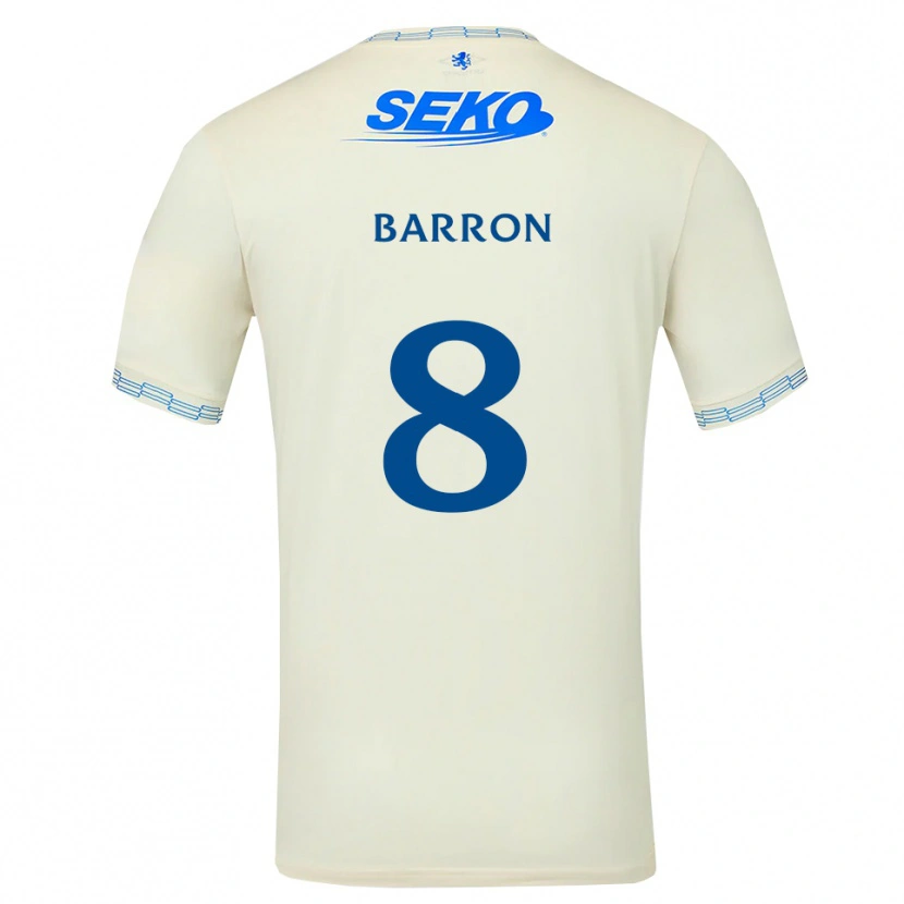 Danxen Uomo Maglia Connor Barron #8 Bianco Blu Cielo Profondo Kit Gara Away 2026/27 Maglietta