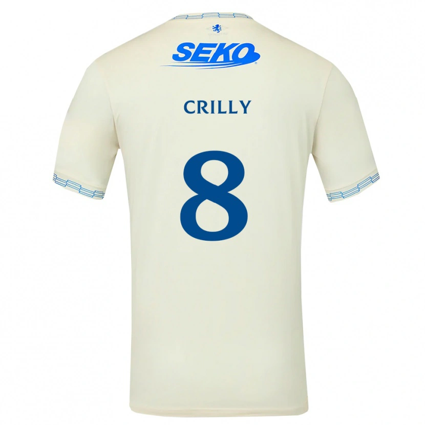 Danxen Uomo Maglia Aiden Crilly #8 Bianco Blu Cielo Profondo Kit Gara Away 2026/27 Maglietta