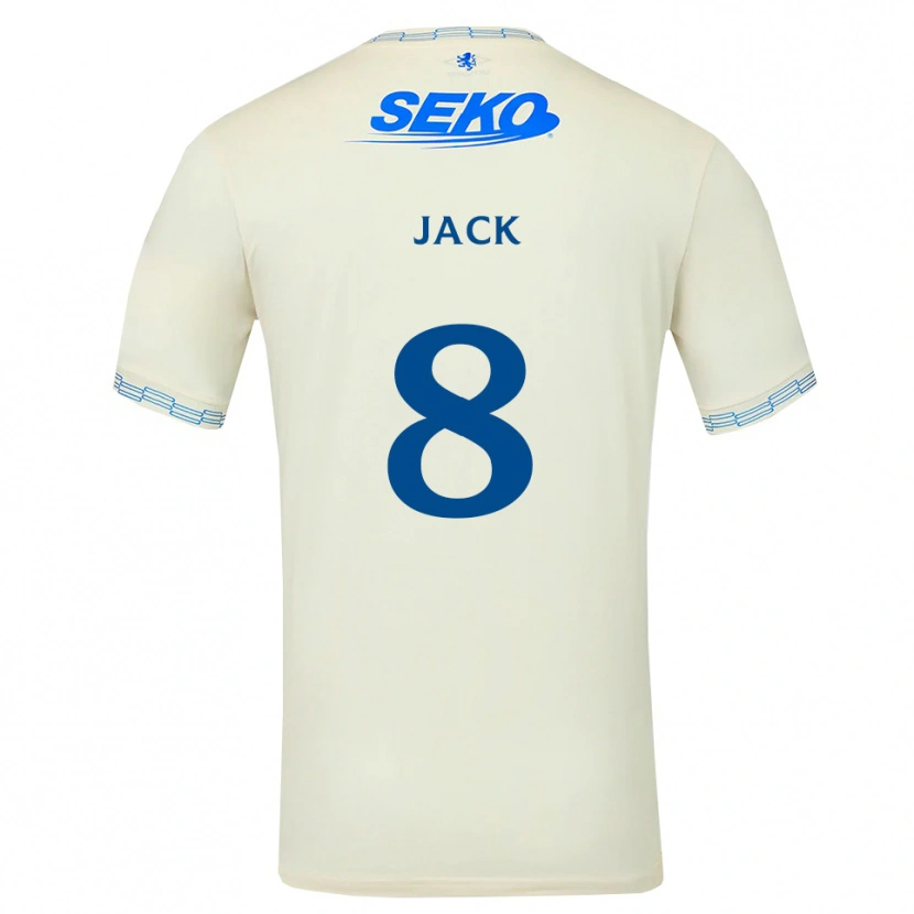 Danxen Uomo Maglia Ryan Jack #8 Bianco Blu Cielo Profondo Kit Gara Away 2026/27 Maglietta