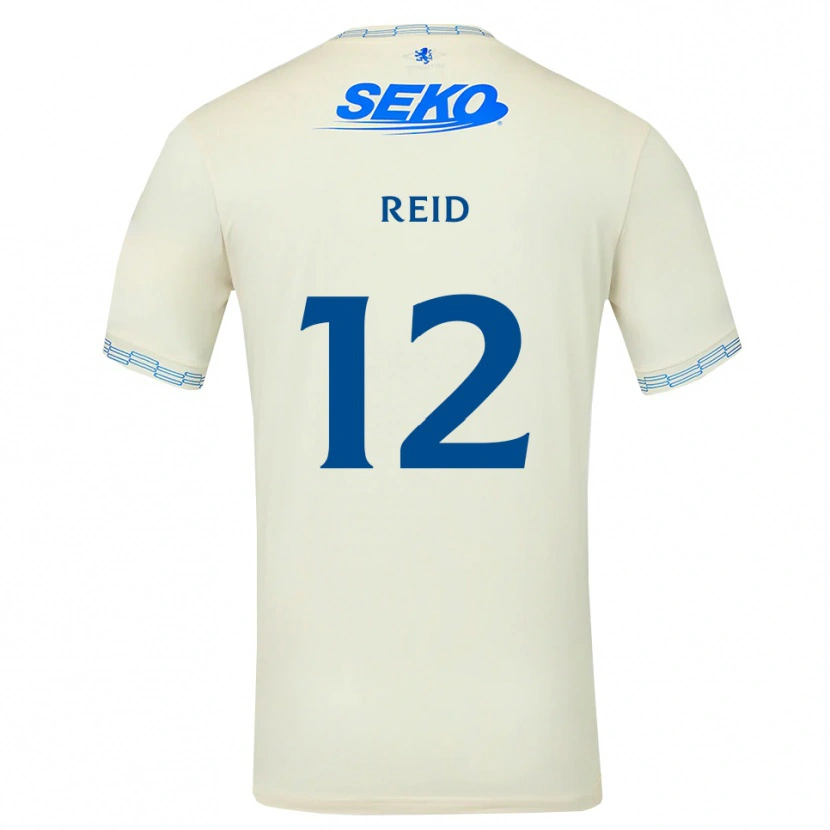 Danxen Uomo Maglia James Reid #12 Bianco Blu Cielo Profondo Kit Gara Away 2026/27 Maglietta