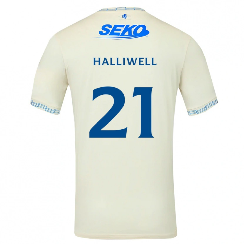 Danxen Uomo Maglia Alfie Halliwell #21 Bianco Blu Cielo Profondo Kit Gara Away 2026/27 Maglietta