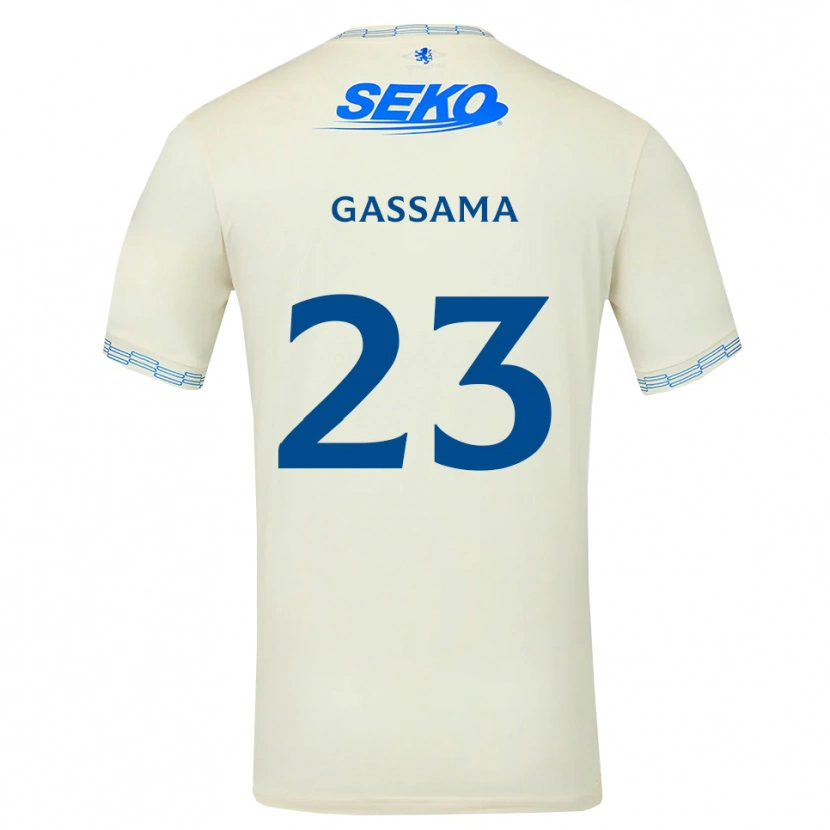Danxen Uomo Maglia Djeidi Gassama #23 Bianco Blu Cielo Profondo Kit Gara Away 2026/27 Maglietta