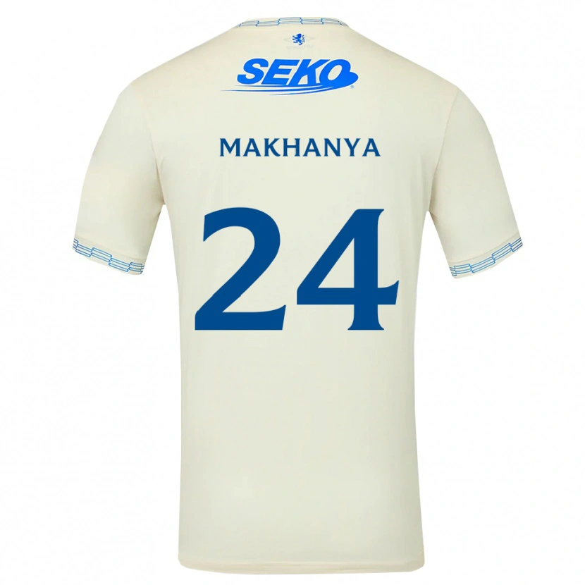 Danxen Uomo Maglia Olwethu Makhanya #24 Bianco Blu Cielo Profondo Kit Gara Away 2026/27 Maglietta