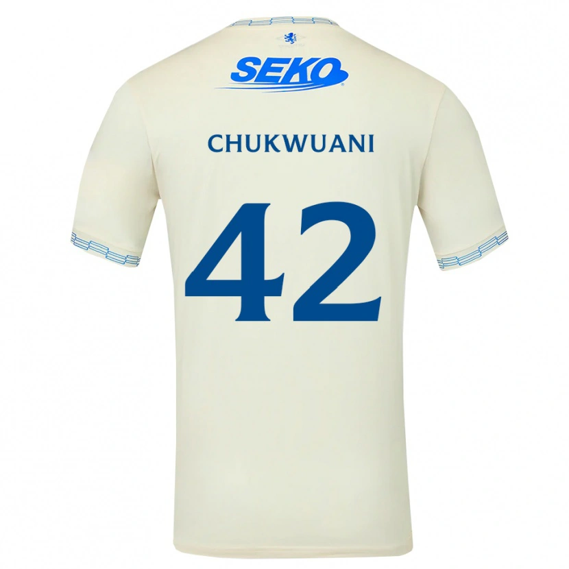 Danxen Uomo Maglia Tochi Chukwuani #42 Bianco Blu Cielo Profondo Kit Gara Away 2026/27 Maglietta
