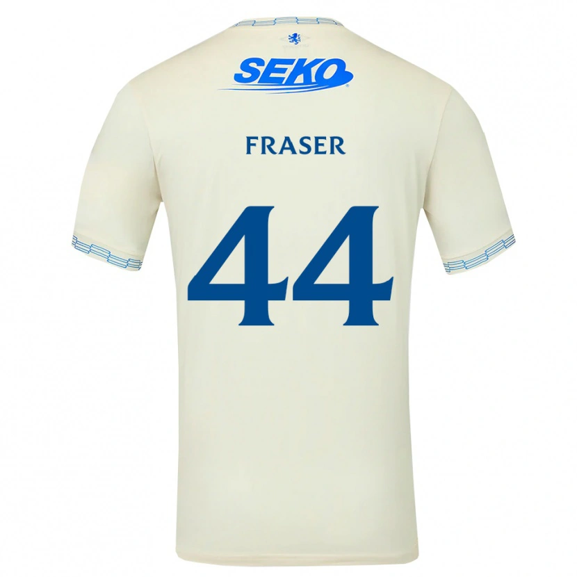 Danxen Uomo Maglia Robbie Fraser #44 Bianco Blu Cielo Profondo Kit Gara Away 2026/27 Maglietta