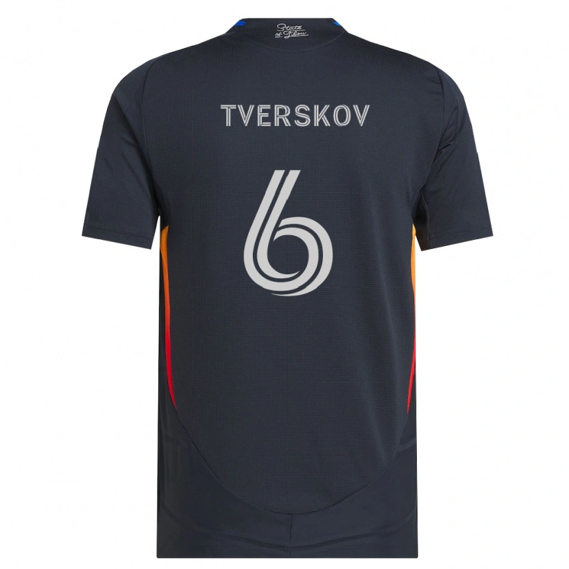 Danxen Donna Maglia Jeppe Tverskov #6 Grigio Scuro Rosso Kit Gara Home 2026/27 Maglietta