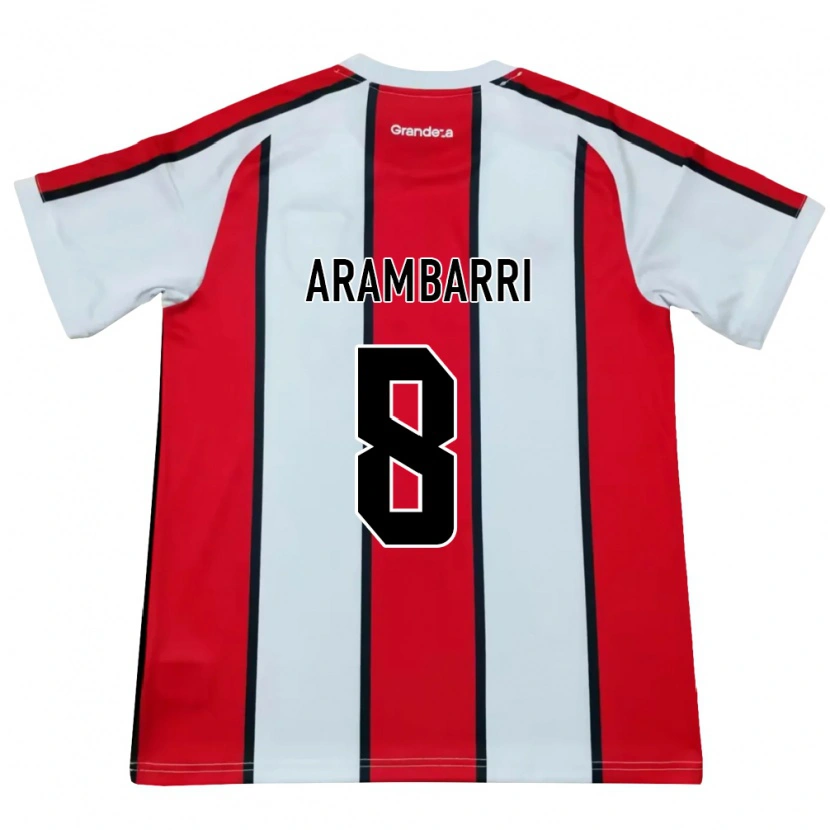 Danxen Donna Maglia Mauro Arambarri #8 Bianco Rosso Nero Kit Gara Away 2026/27 Maglietta