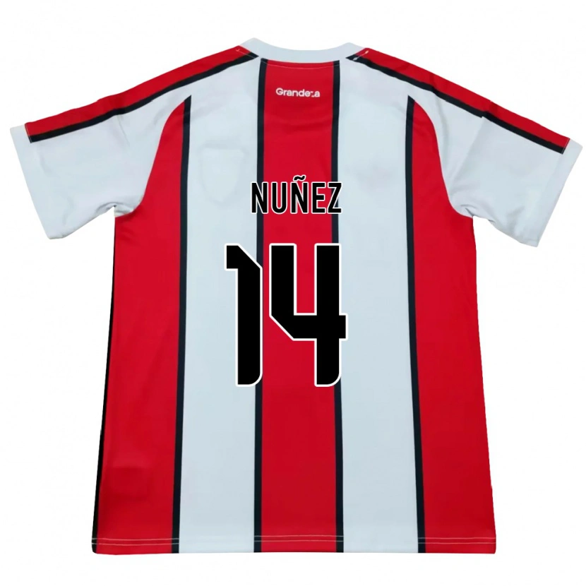 Danxen Donna Maglia Elias Nuñez #14 Bianco Rosso Nero Kit Gara Away 2026/27 Maglietta