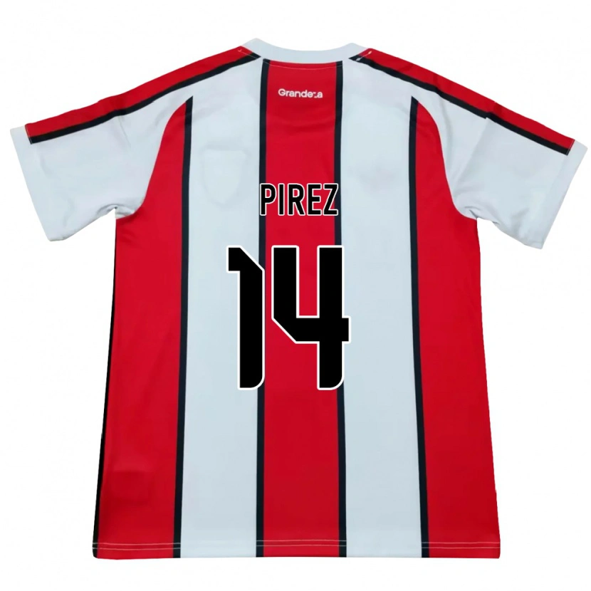 Danxen Donna Maglia Leandro González Pírez #14 Bianco Rosso Nero Kit Gara Away 2026/27 Maglietta