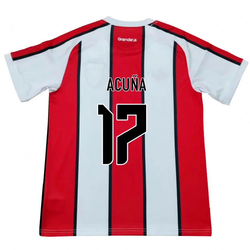 Danxen Donna Maglia Ayelén Acuña #17 Bianco Rosso Nero Kit Gara Away 2026/27 Maglietta