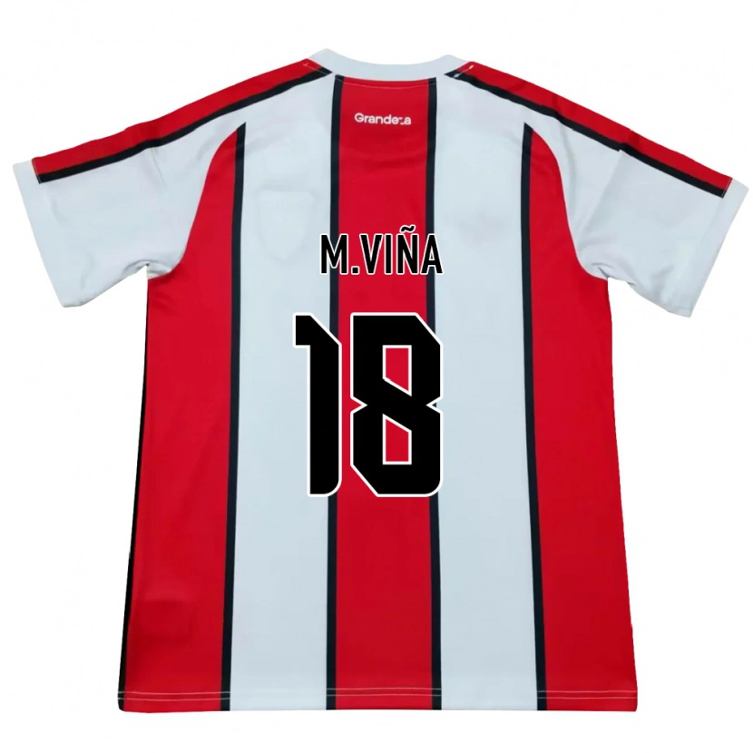 Danxen Donna Maglia Matías Viña #18 Bianco Rosso Nero Kit Gara Away 2026/27 Maglietta