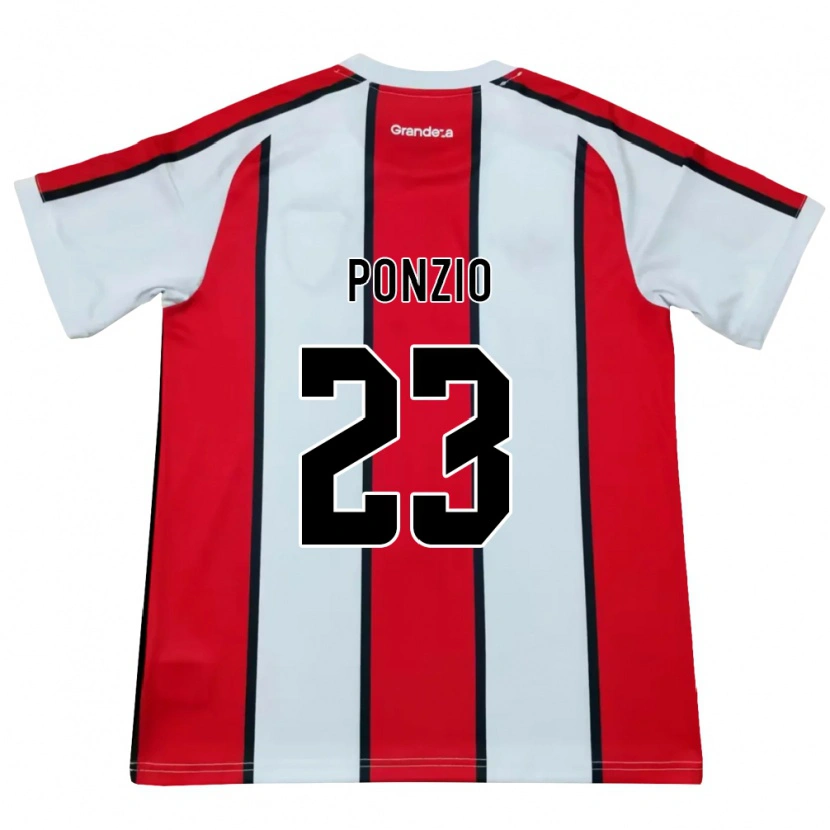 Danxen Donna Maglia Leonardo Ponzio #23 Bianco Rosso Nero Kit Gara Away 2026/27 Maglietta