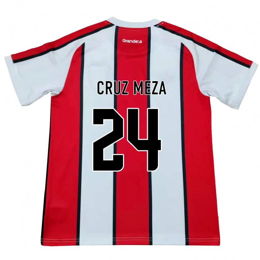 Danxen Donna Maglia Juan Cruz Meza #24 Bianco Rosso Nero Kit Gara Away 2026/27 Maglietta