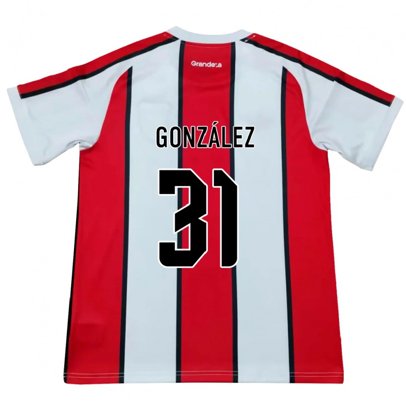 Danxen Donna Maglia Facundo González #31 Bianco Rosso Nero Kit Gara Away 2026/27 Maglietta