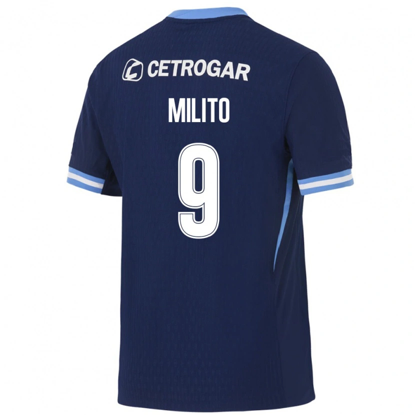 Danxen Donna Maglia Leandro Milito #9 Blu Reale Azzurro Chiaro Bianco Kit Gara Away 2026/27 Maglietta