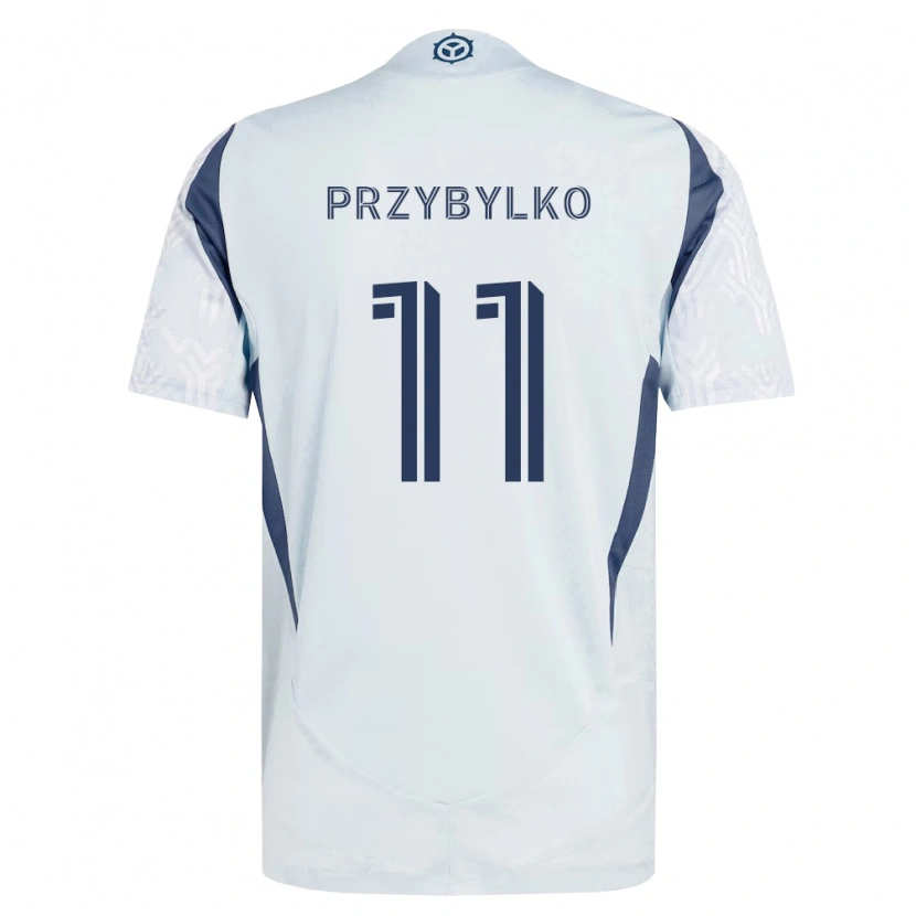 Danxen Donna Maglia Kacper Przybylko #11 Grigio Bianco Kit Gara Away 2026/27 Maglietta