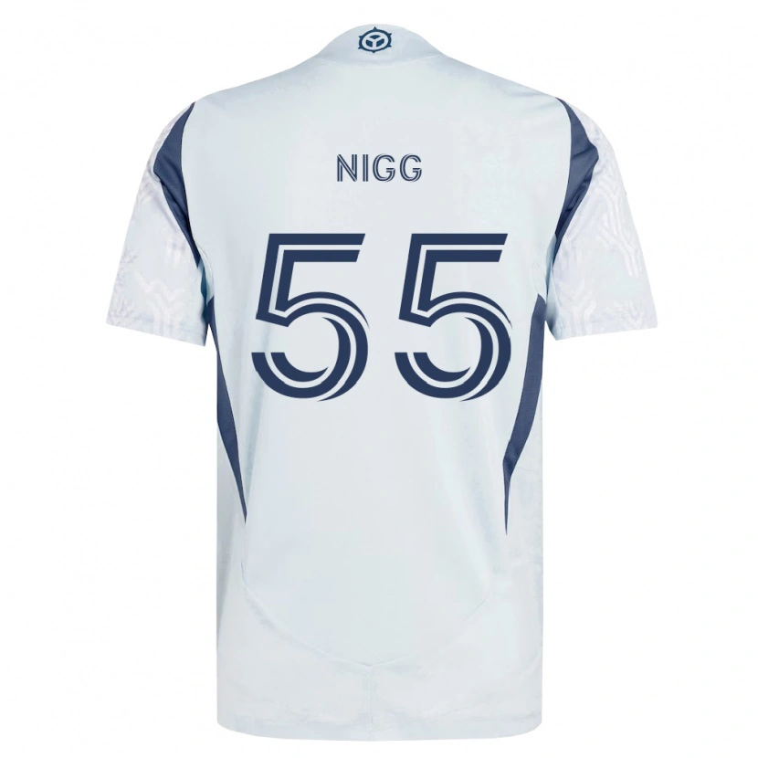 Danxen Donna Maglia Damian Nigg #55 Grigio Bianco Kit Gara Away 2026/27 Maglietta