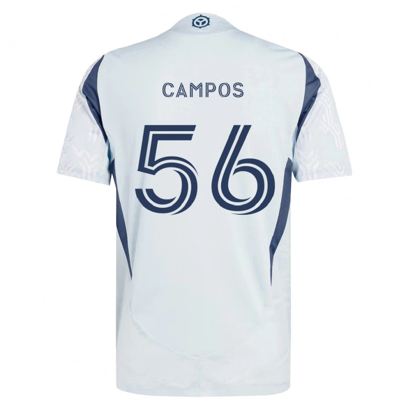 Danxen Donna Maglia Edgar Campos #56 Grigio Bianco Kit Gara Away 2026/27 Maglietta
