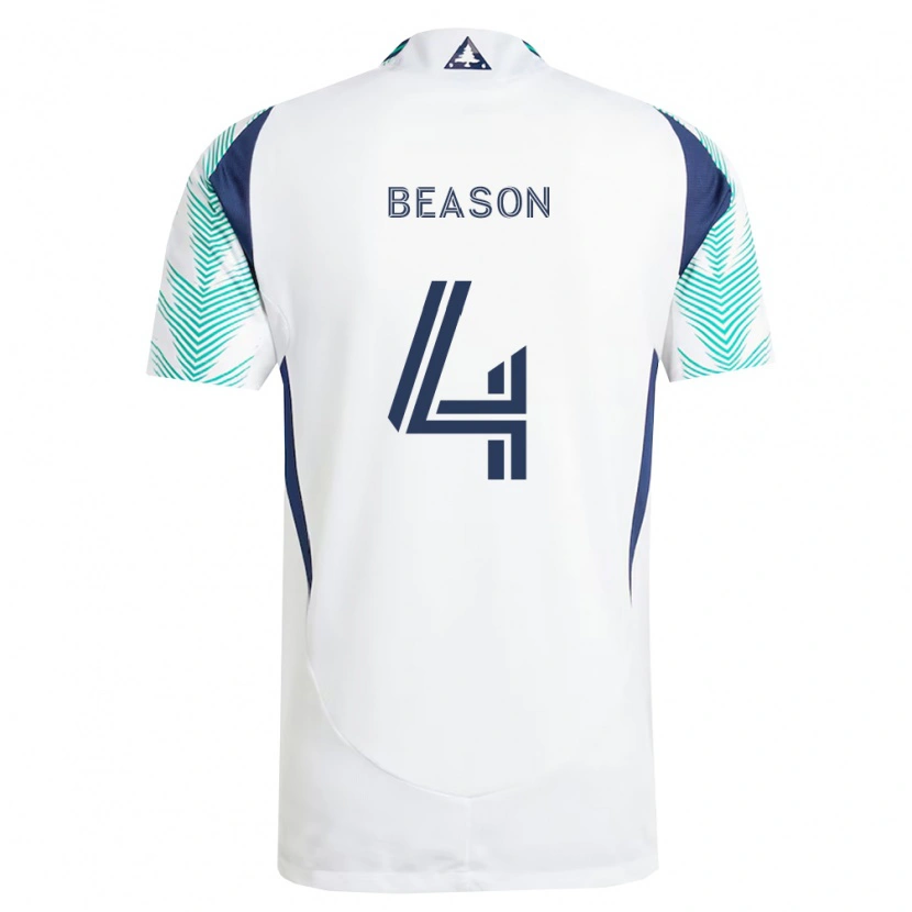 Danxen Donna Maglia Tanner Beason #4 Bianco Blu Navy Verde Chiaro Kit Gara Away 2026/27 Maglietta