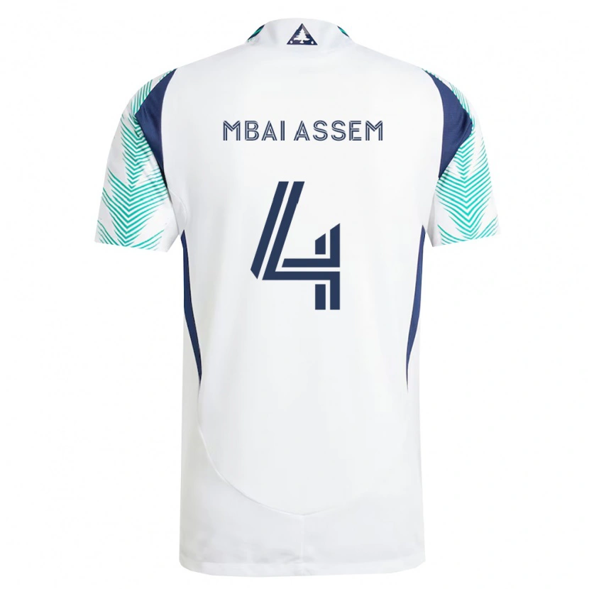 Danxen Donna Maglia Chris Mbaï-Assem #4 Bianco Blu Navy Verde Chiaro Kit Gara Away 2026/27 Maglietta
