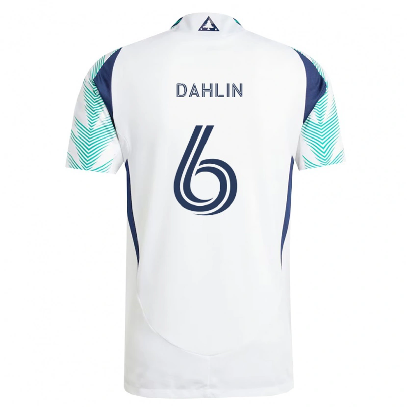 Danxen Donna Maglia Gabe Dahlin #6 Bianco Blu Navy Verde Chiaro Kit Gara Away 2026/27 Maglietta