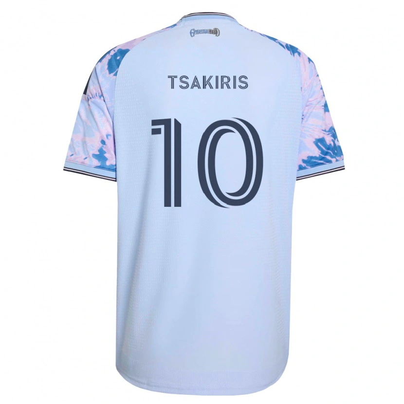Danxen Donna Maglia Niko Tsakiris #10 Blu Reale Bianco Nero Kit Gara Away 2026/27 Maglietta