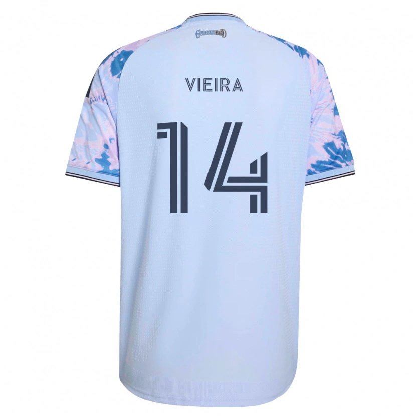Danxen Donna Maglia Ronaldo Vieira #14 Blu Reale Bianco Nero Kit Gara Away 2026/27 Maglietta