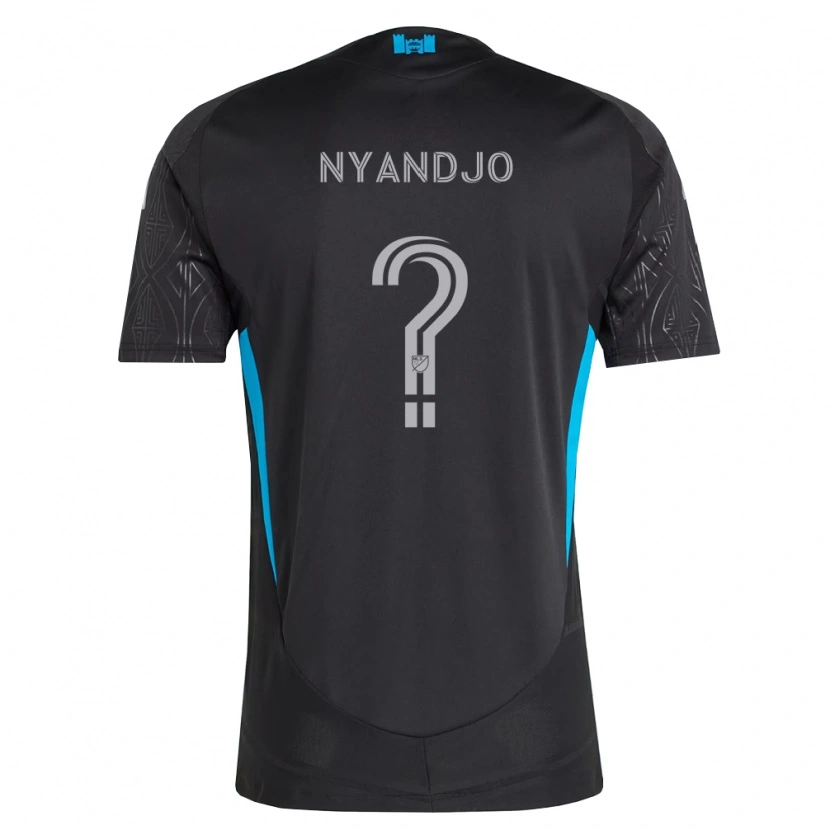 Danxen Donna Maglia James Nyandjo #0 Nero Bianco Azzurro Kit Gara Away 2026/27 Maglietta