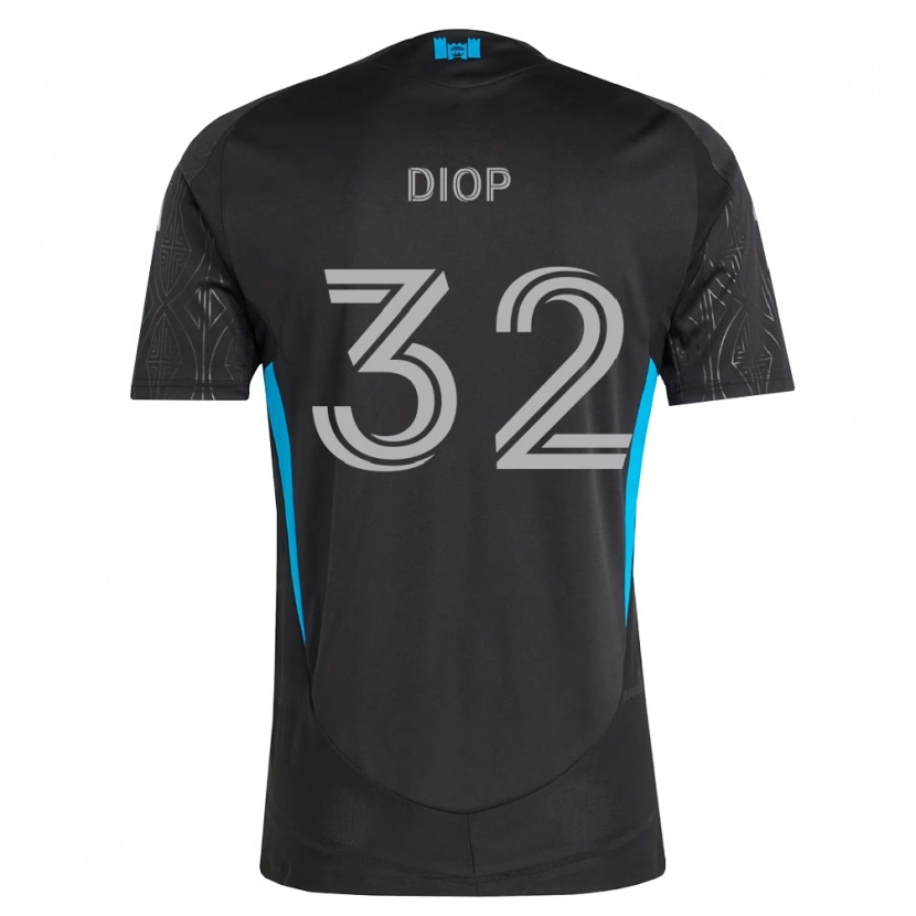 Danxen Donna Maglia Hamady Diop #32 Nero Bianco Azzurro Kit Gara Away 2026/27 Maglietta