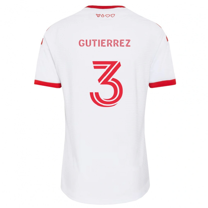 Danxen Donna Maglia Cristián Gutiérrez #3 Bianco Rosso Nero Kit Gara Away 2026/27 Maglietta