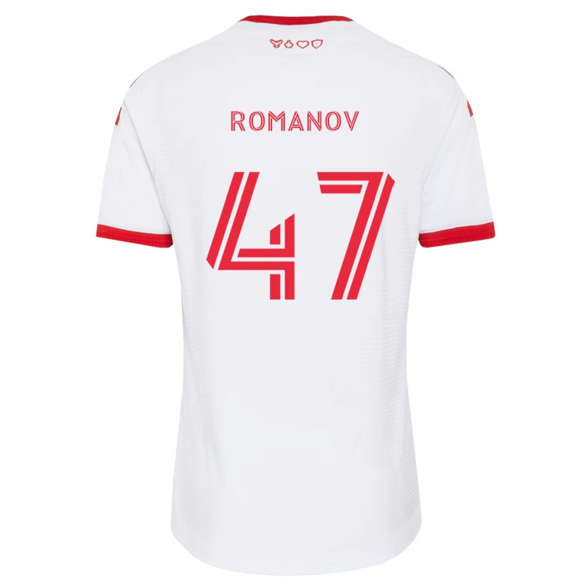 Danxen Donna Maglia Alexander Romanov #47 Bianco Rosso Nero Kit Gara Away 2026/27 Maglietta