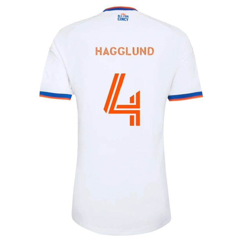 Danxen Donna Maglia Nick Hagglund #4 Bianco Blu Navy Arancio Kit Gara Away 2026/27 Maglietta